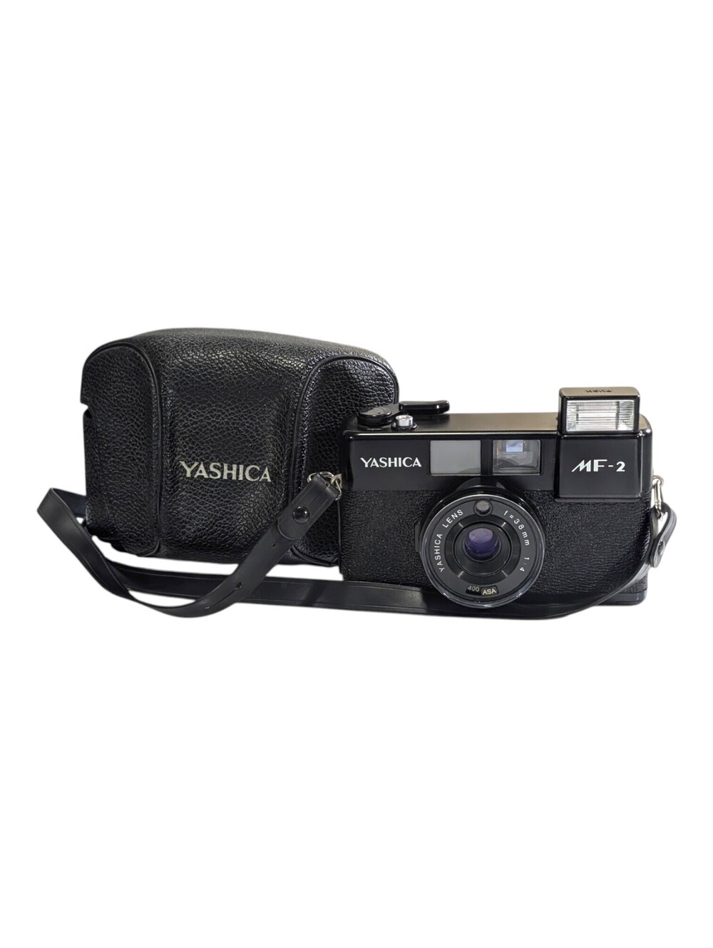 Yashica MF-2 35mm Film Camera with Original Case and 38mm f/3.8 Lens Work